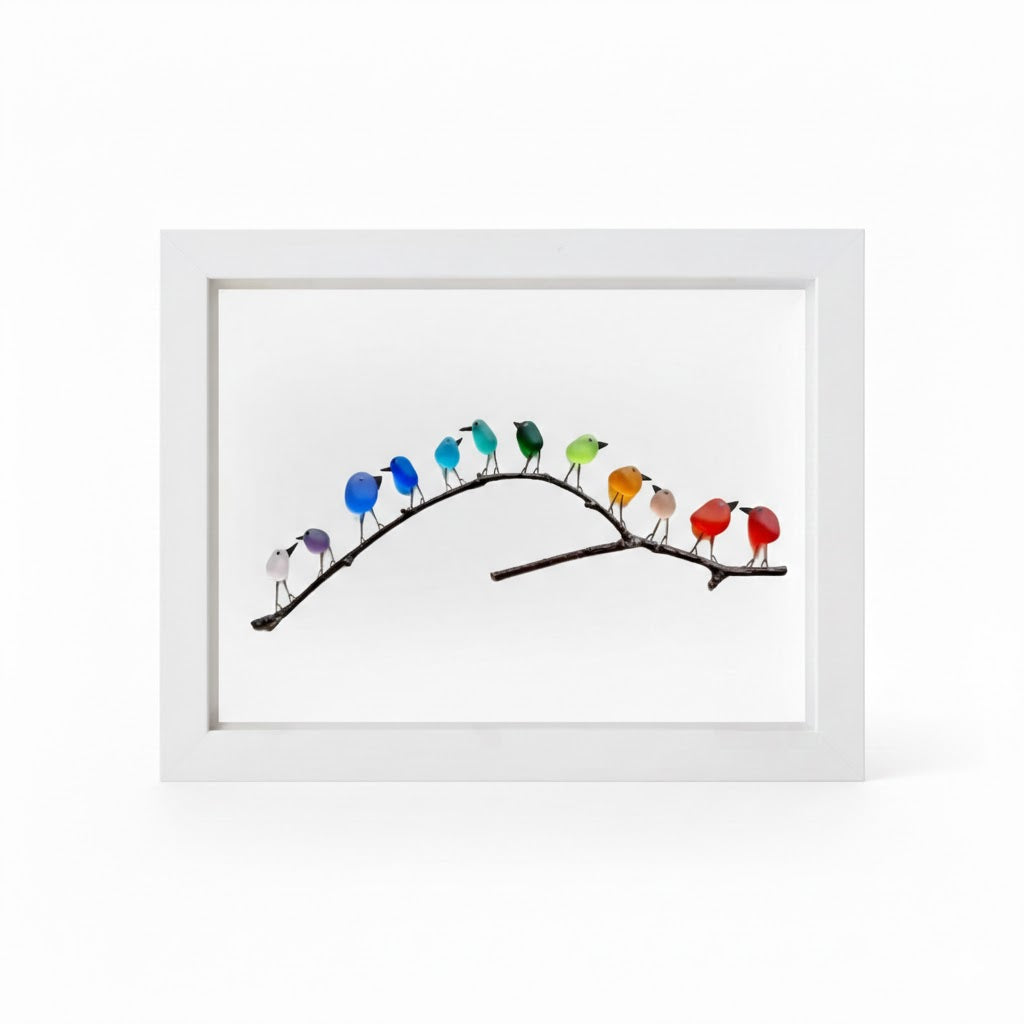 Coastal Bird Shadow Box Wall Art, Sea Glass and Driftwood — product view 9