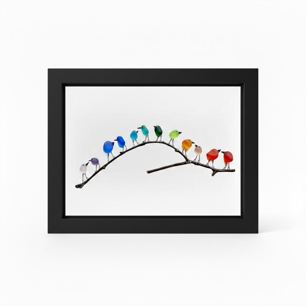 Coastal Bird Shadow Box Wall Art, Sea Glass and Driftwood — product view 12