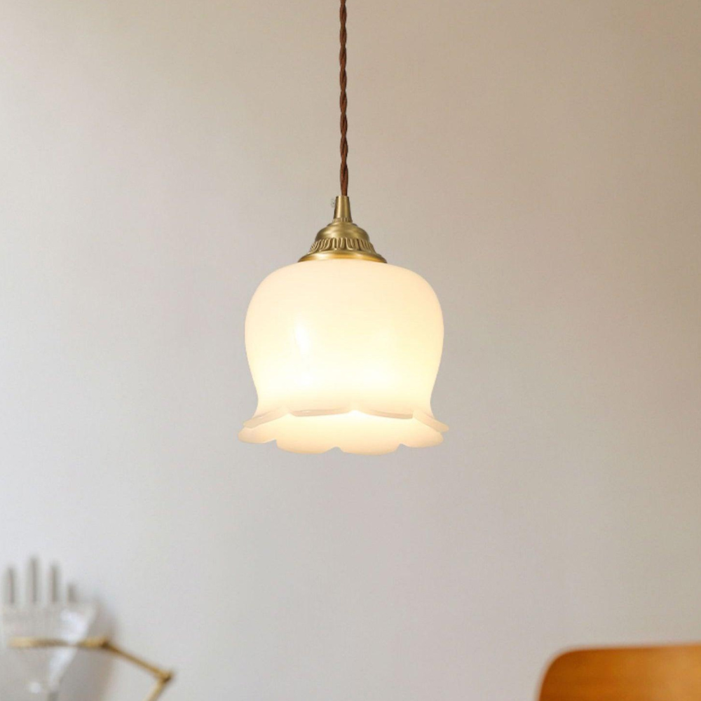 Floral Resin Pendant Light with Brass Hardware - view 6