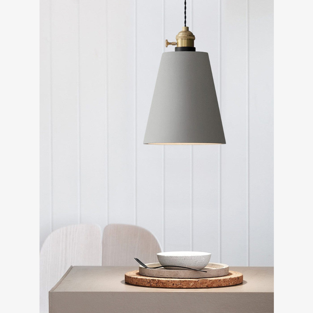 Geometric Concrete Pendant Light with Brass Detail - view 12