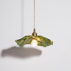 Ribbed Glass Flower Pendant Light with Copper Fittings - view 5