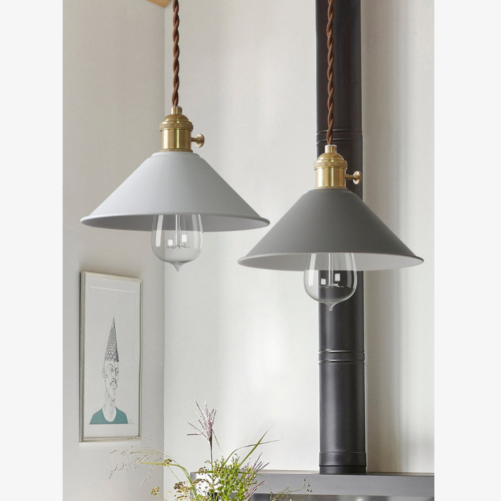 Matte Cone Pendant Light with Brass Fitting - view 14