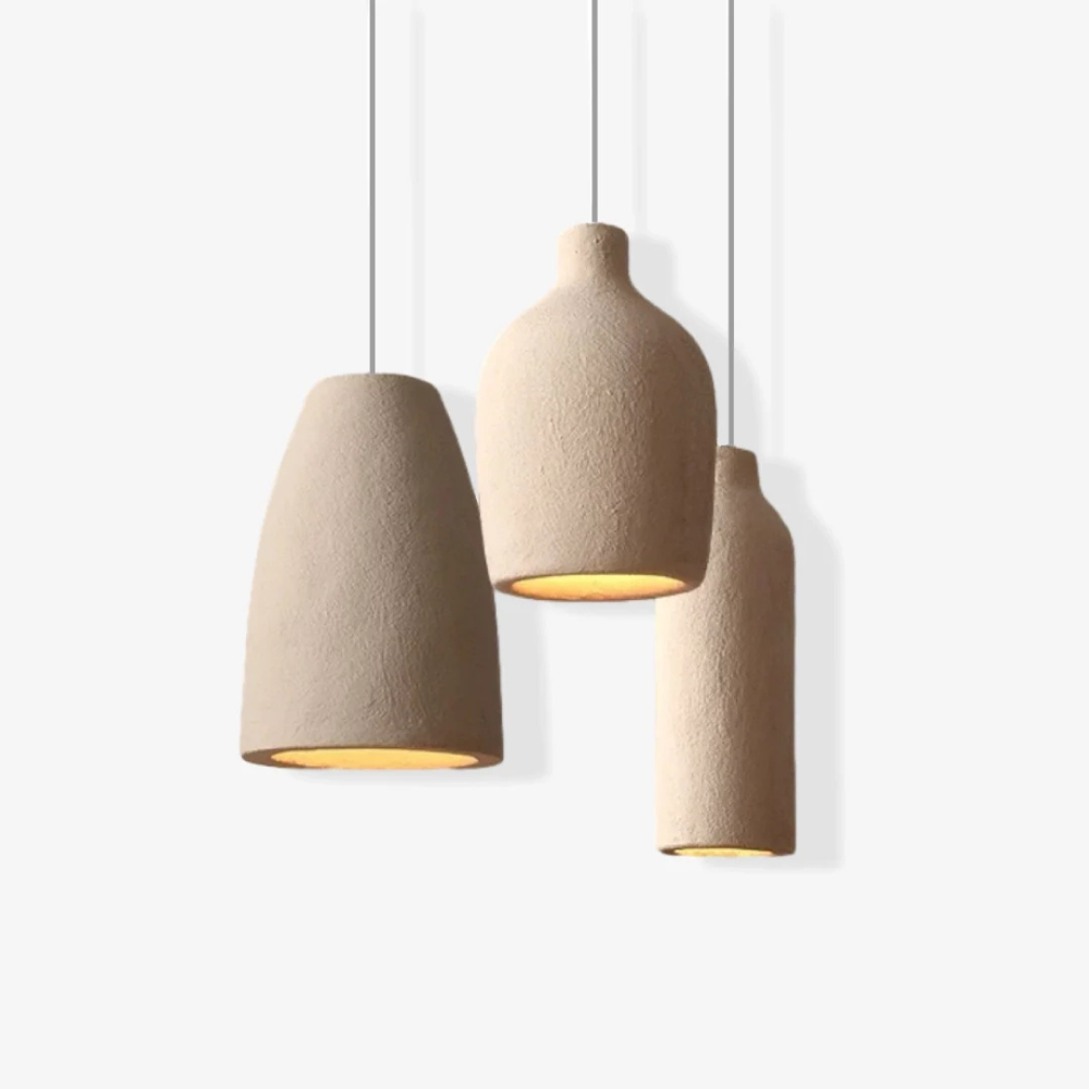 Textured Stone-Effect Pendant Light, Japandi Design - view 9