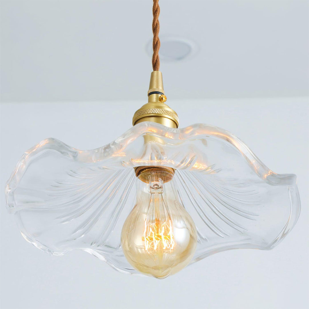 Glass Petal Pendant Light with Brass Fittings - view 11