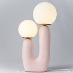 U-Shaped Resin Table Lamp with Twin Glass Globes, UK Plug - view 11