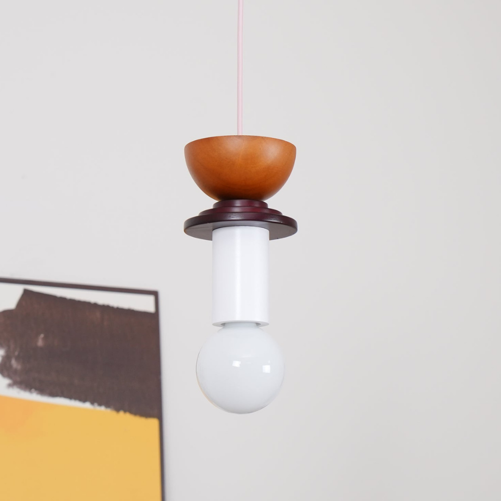 Geometric Wood Pendant Light, Sculptural Nordic Design - view 32