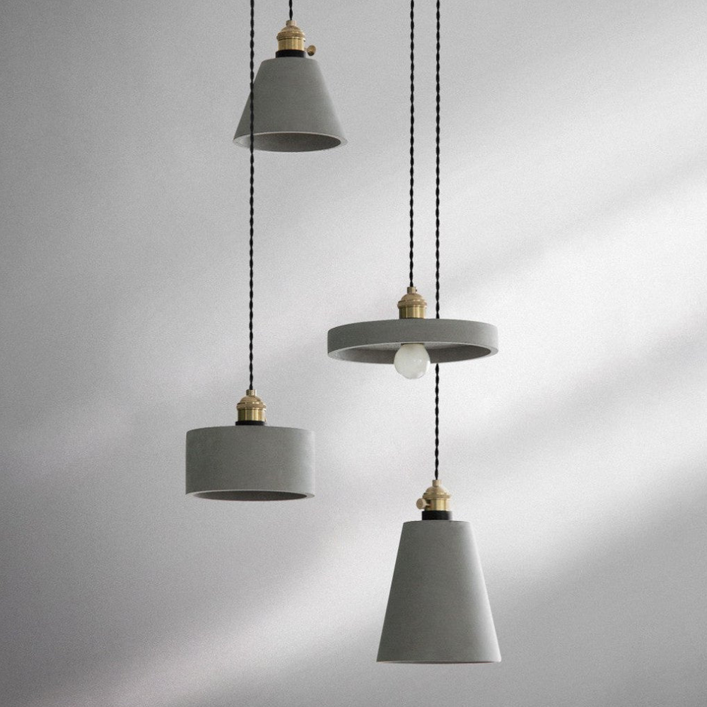 Geometric Concrete Pendant Light with Brass Detail - view 13