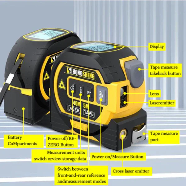 3-in-1 Digital Laser Tape Measure with Roller Wheel — product view 4