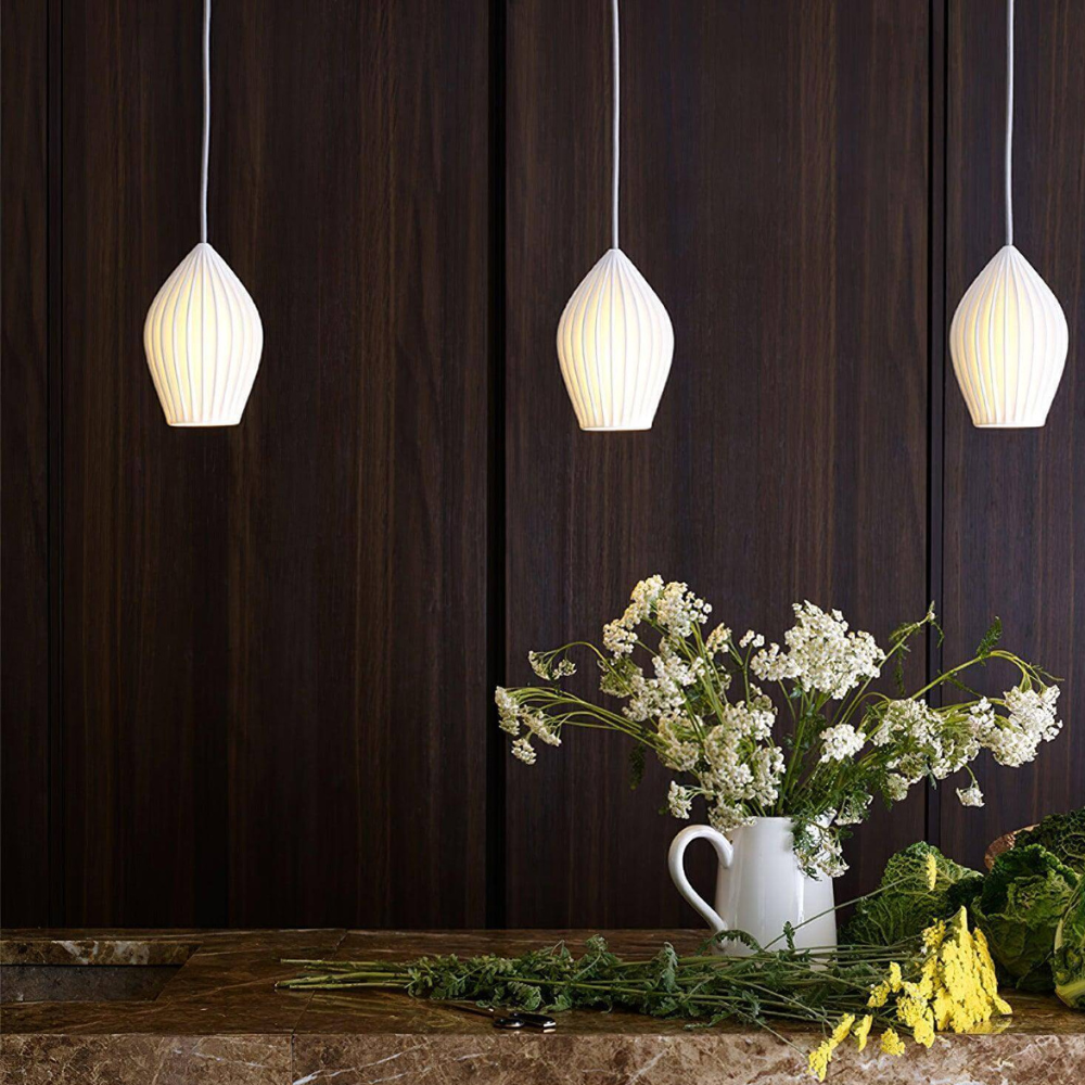 Ribbed Ceramic Teardrop Pendant Light - view 10