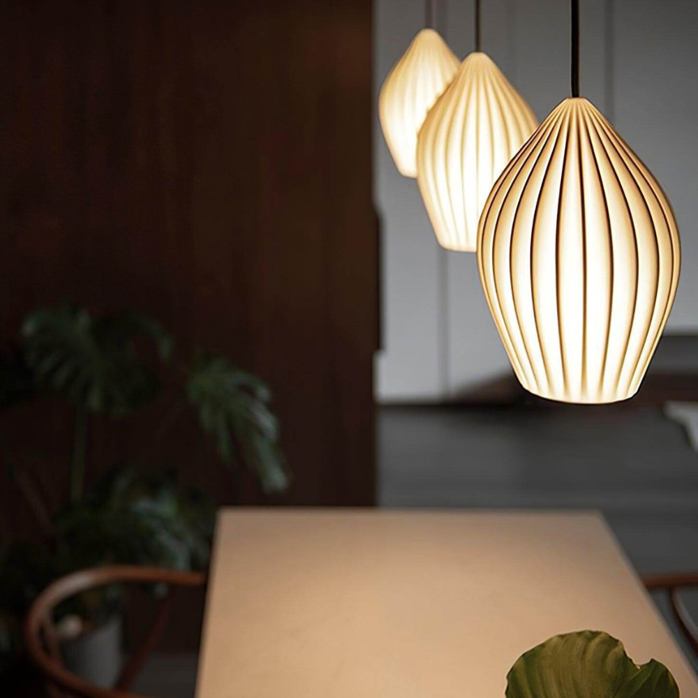Ribbed Ceramic Teardrop Pendant Light - view 9