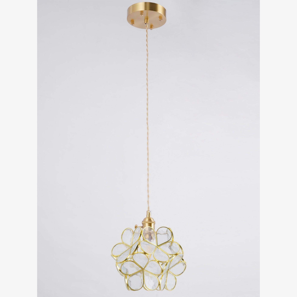 Floral Glass Pendant Light with Brass Fittings - view 17