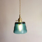 Hammered Glass Pendant Light with Brass Hardware - view 7