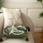 Tufted Leaf Cushion Cover with Corner Tassels – image 8