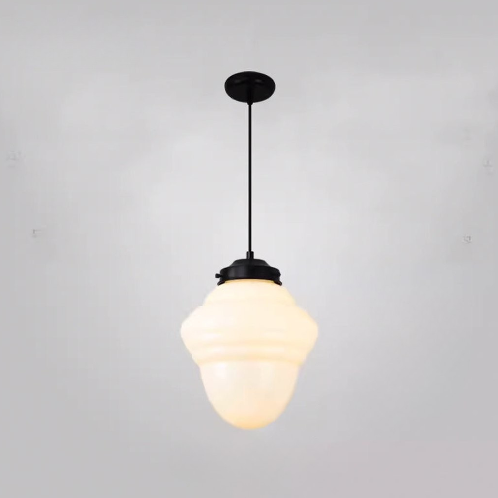 Frosted Glass Pendant Light, Matte White Geometric Designs - view 12