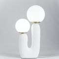 U-Shaped Resin Table Lamp with Twin Glass Globes, UK Plug - view 1