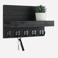 Wooden Wall Key and Mail Holder with Shelf, Black — product view 1