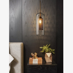 Glass and Perforated Metal Pendant Light, Industrial Style - view 16