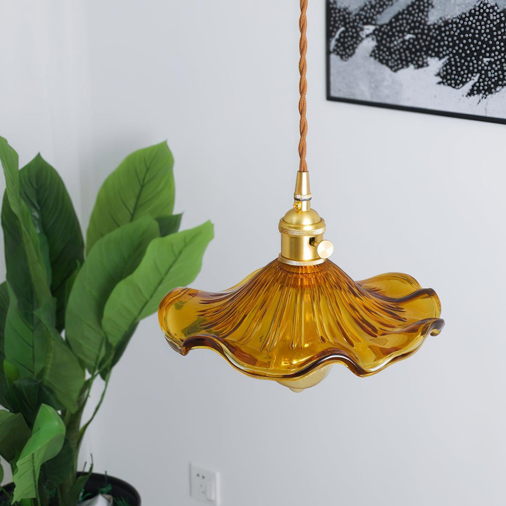 Glass Petal Pendant Light with Brass Fittings - view 12