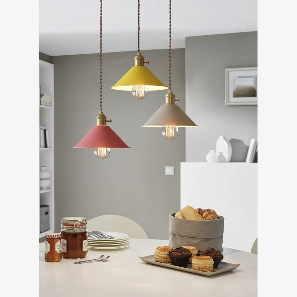 Matte Cone Pendant Light with Brass Fitting - view 15