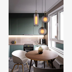 Glass Globe or Capsule Pendant Light with Brass Arch - view 16