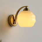Ribbed Glass Globe Wall Sconce with Gold-Tone Fittings - view 14