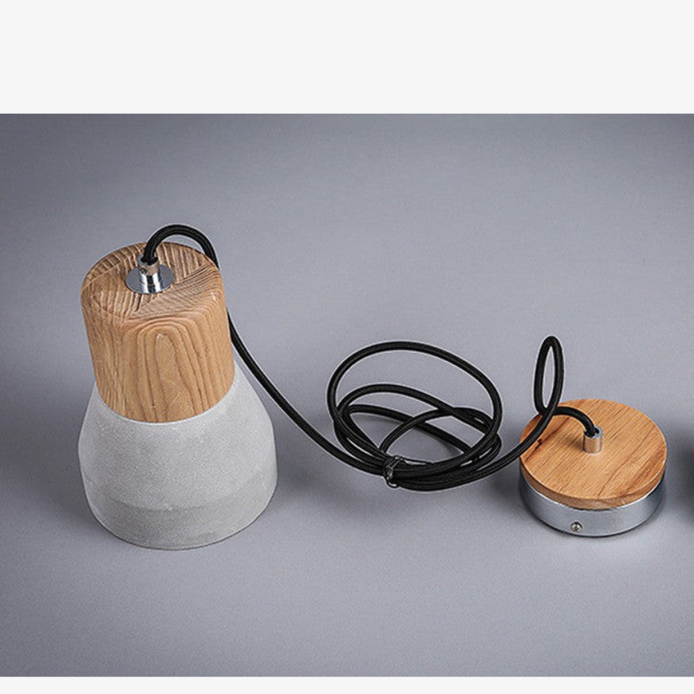 Concrete and Wood Pendant Light, Nordic Industrial Style - view 18