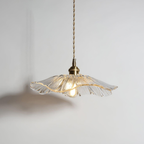 Ribbed Glass Flower Pendant Light with Copper Fittings - view 4