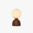 Glass Globe Table Lamp with Wood Base, UK Plug - view 1