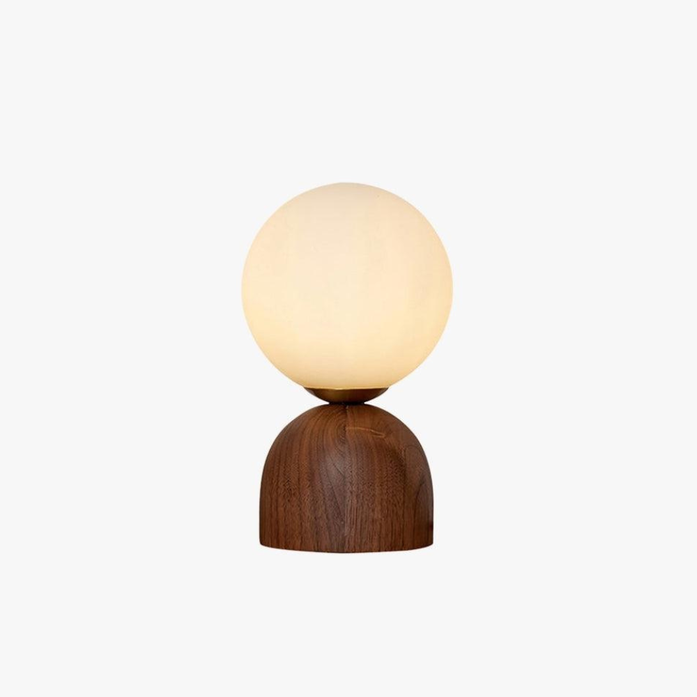 Glass Globe Table Lamp with Wood Base, UK Plug - view 1