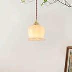 Floral Resin Pendant Light with Brass Hardware - view 4