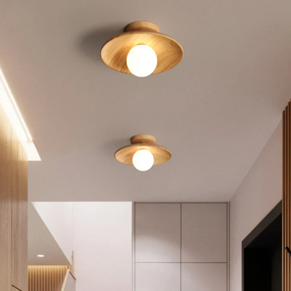 Wood-Shade LED Flush Ceiling Light, Scandinavian Style - view 11