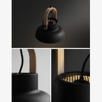 Tapered Metal Pendant Light with Wood-Look Detail - view 15
