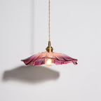 Ribbed Glass Flower Pendant Light with Copper Fittings - view 1