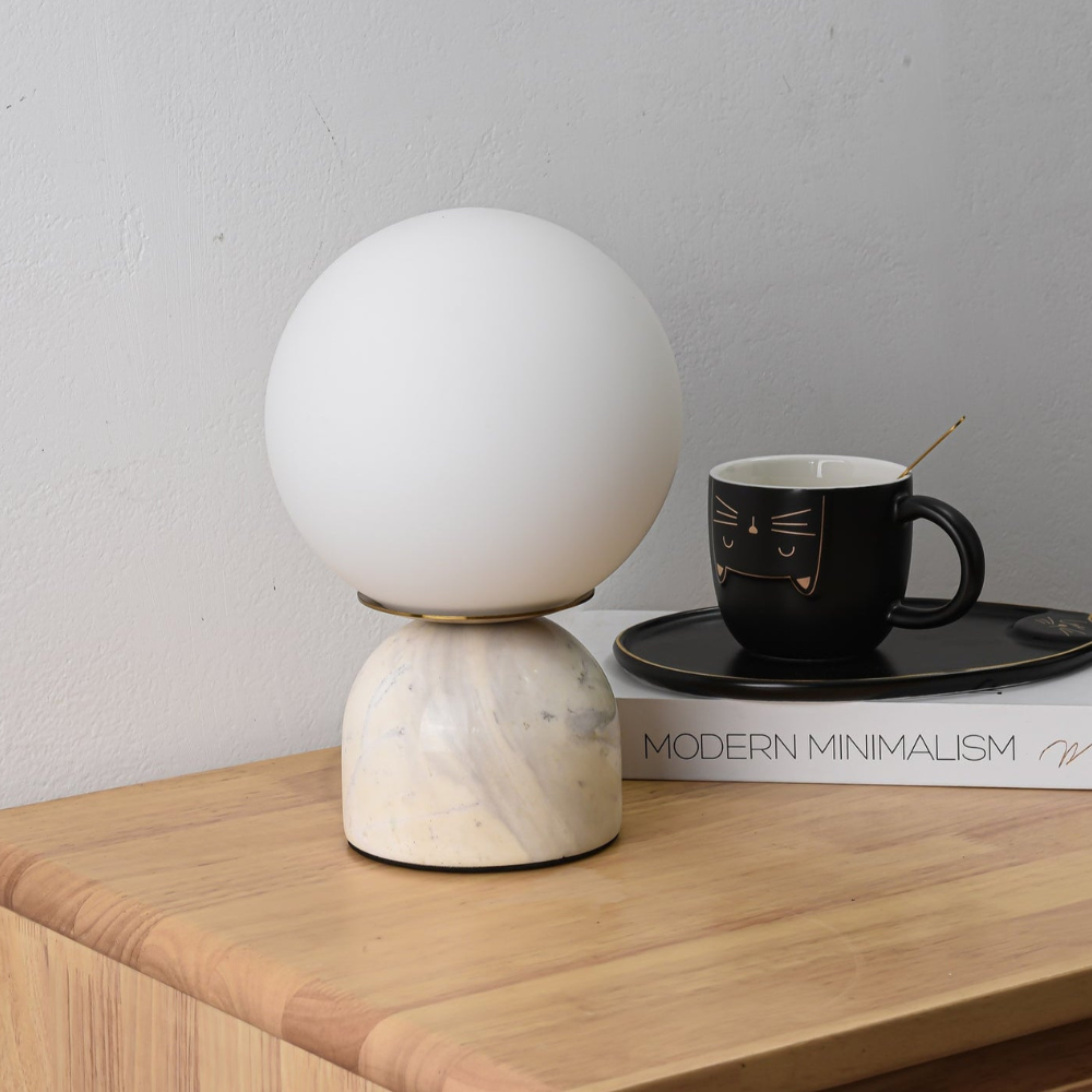 Marble Base Glass Globe Table Lamp, UK Plug - view 5