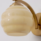 Ribbed Glass Globe Wall Sconce with Gold-Tone Fittings - view 13