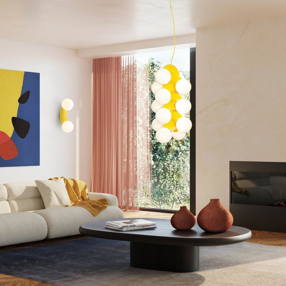 Double Globe Wall Sconce with Curved Metal Arm - view 11