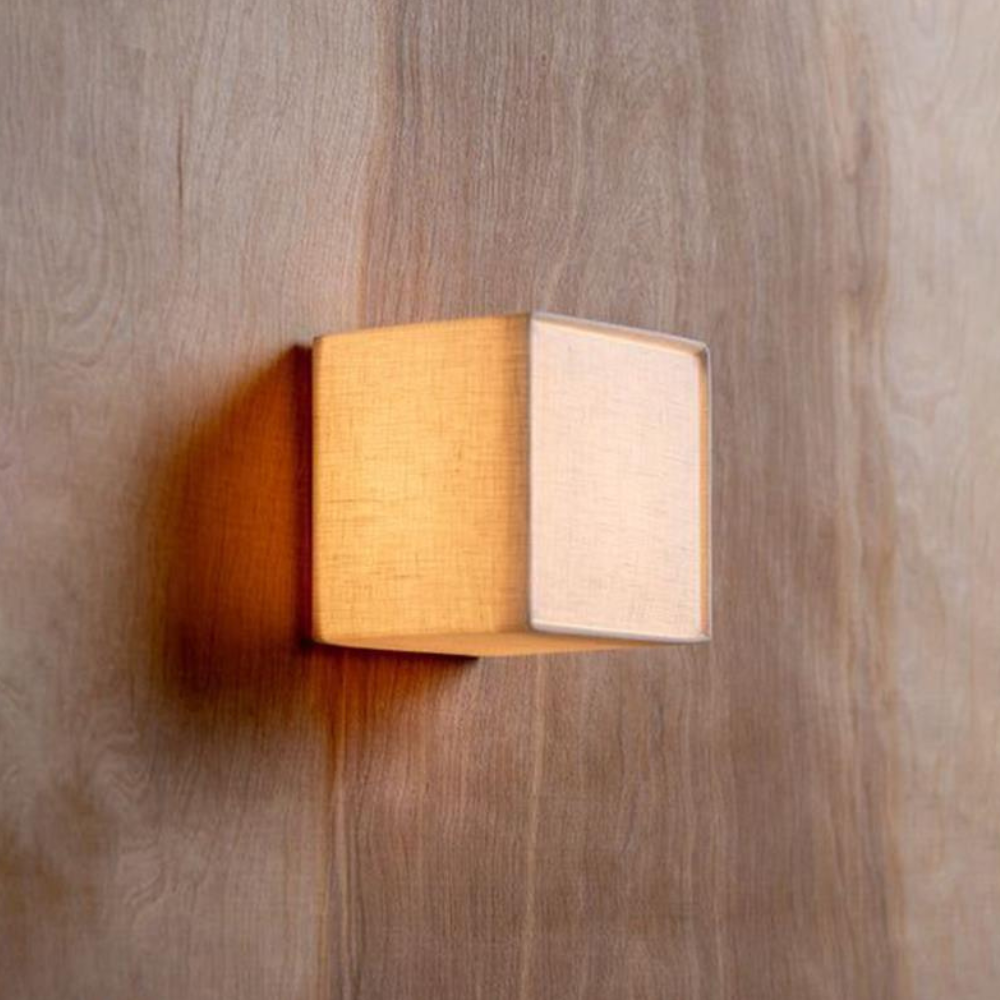 Fabric Cube LED Wall Sconce, White Japandi Design - view 5