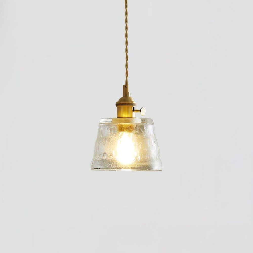 Hammered Glass Pendant Light with Brass Hardware - view 6