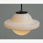 Frosted Glass Pendant Light, Matte White Geometric Designs - view 9