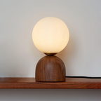 Glass Globe Table Lamp with Wood Base, UK Plug - view 4