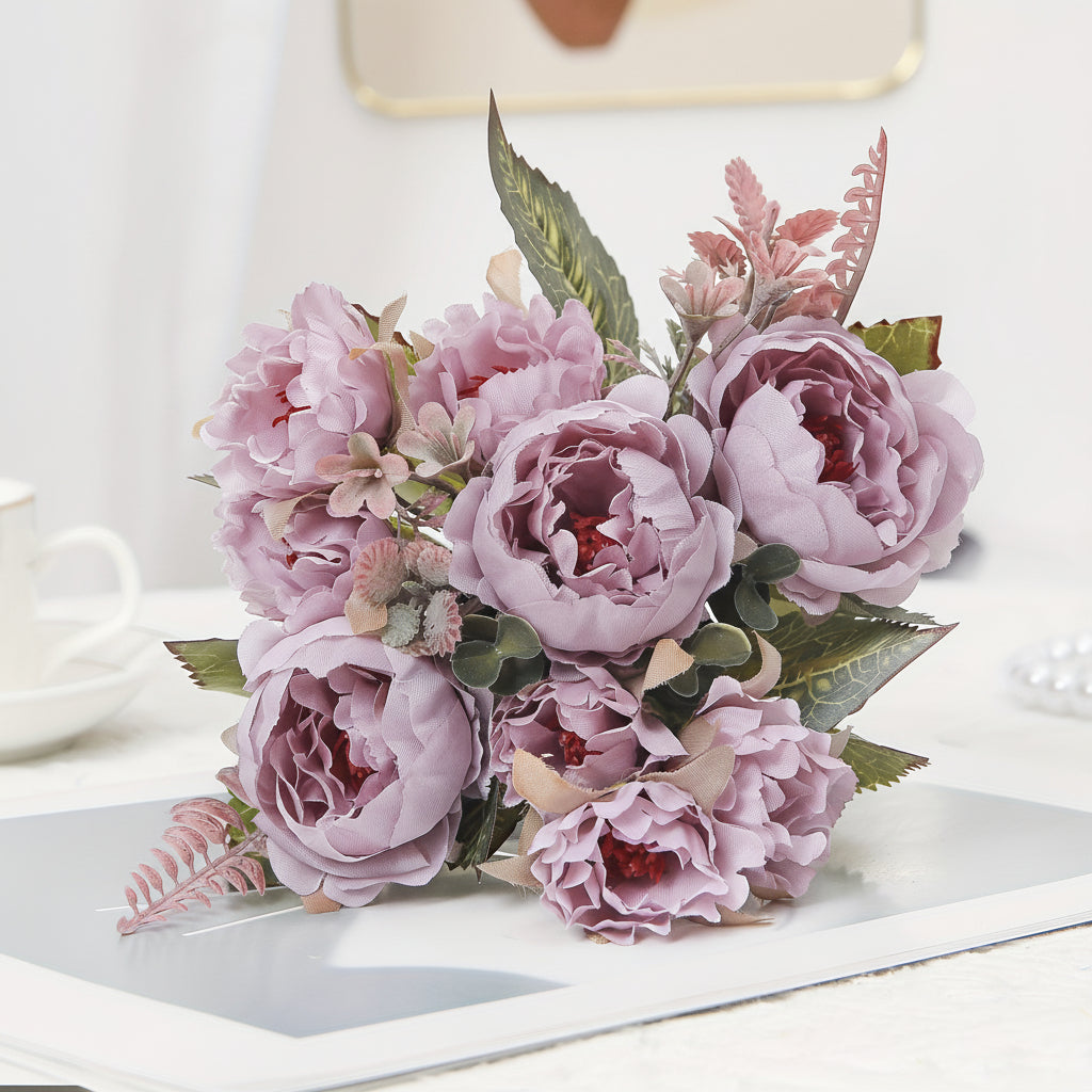 Artificial Peony Bouquet, Layered Decorative Flowers — product view 7