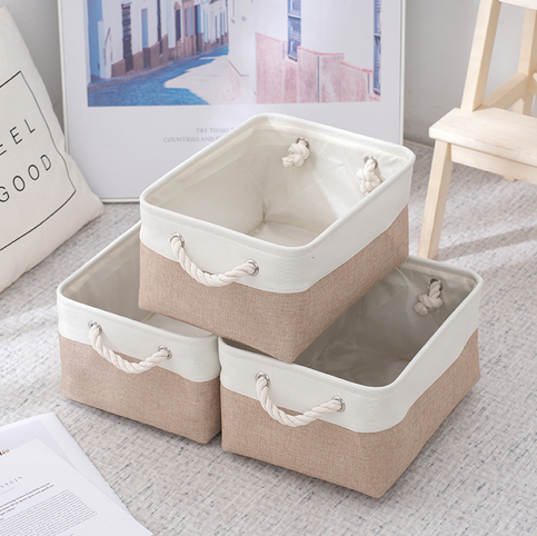 Foldable Cotton-Linen Storage Basket with Rope Handles – image 6