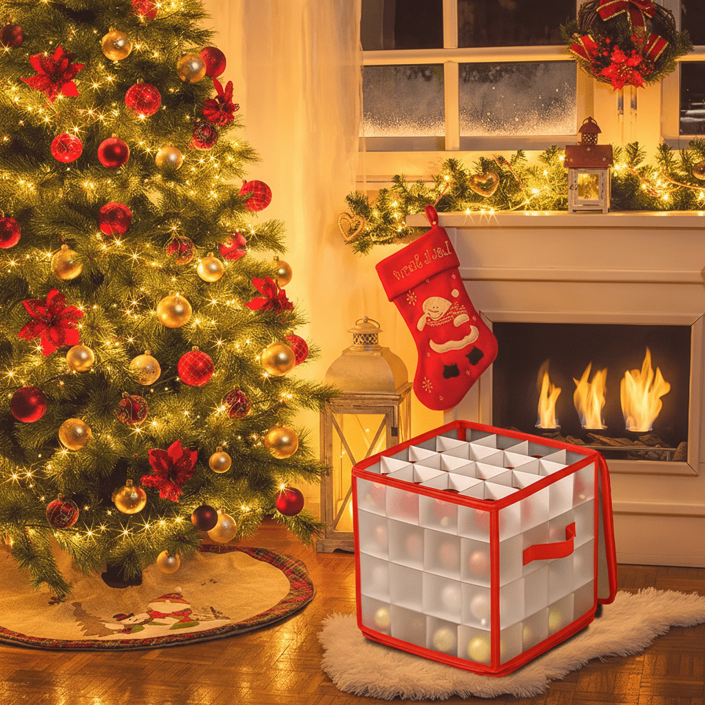Ornament Storage Box Clear Plastic Christmas Decoration Organiser