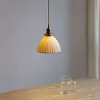 White Ribbed Ceramic Dome Pendant Light - view 6