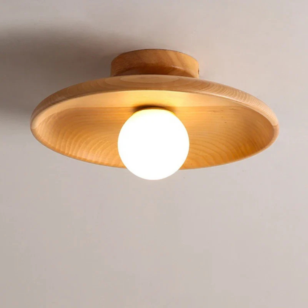 Wood-Shade LED Flush Ceiling Light, Scandinavian Style - view 10