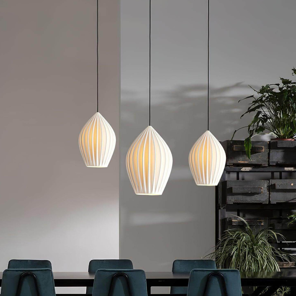 Ribbed Ceramic Teardrop Pendant Light - view 3
