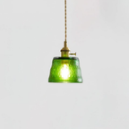 Hammered Glass Pendant Light with Brass Hardware - view 5