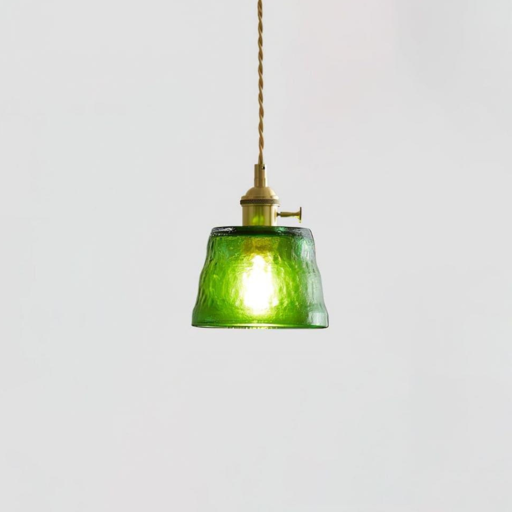 Hammered Glass Pendant Light with Brass Hardware - view 5