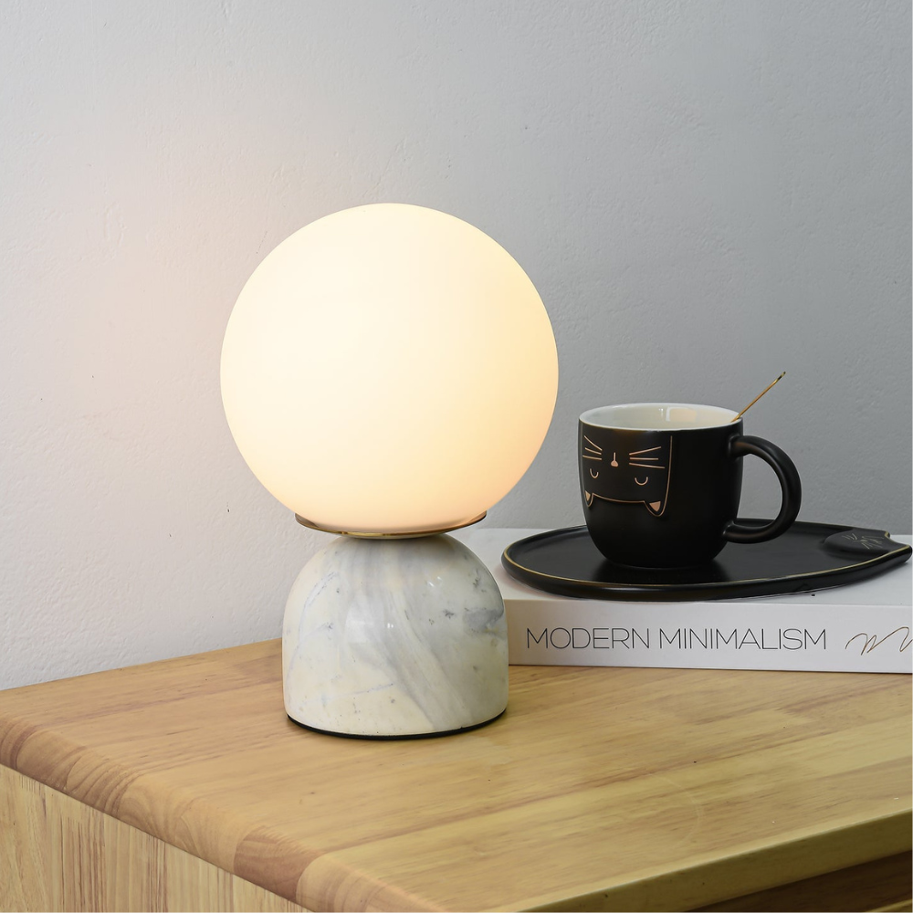 Marble Base Glass Globe Table Lamp, UK Plug - view 10