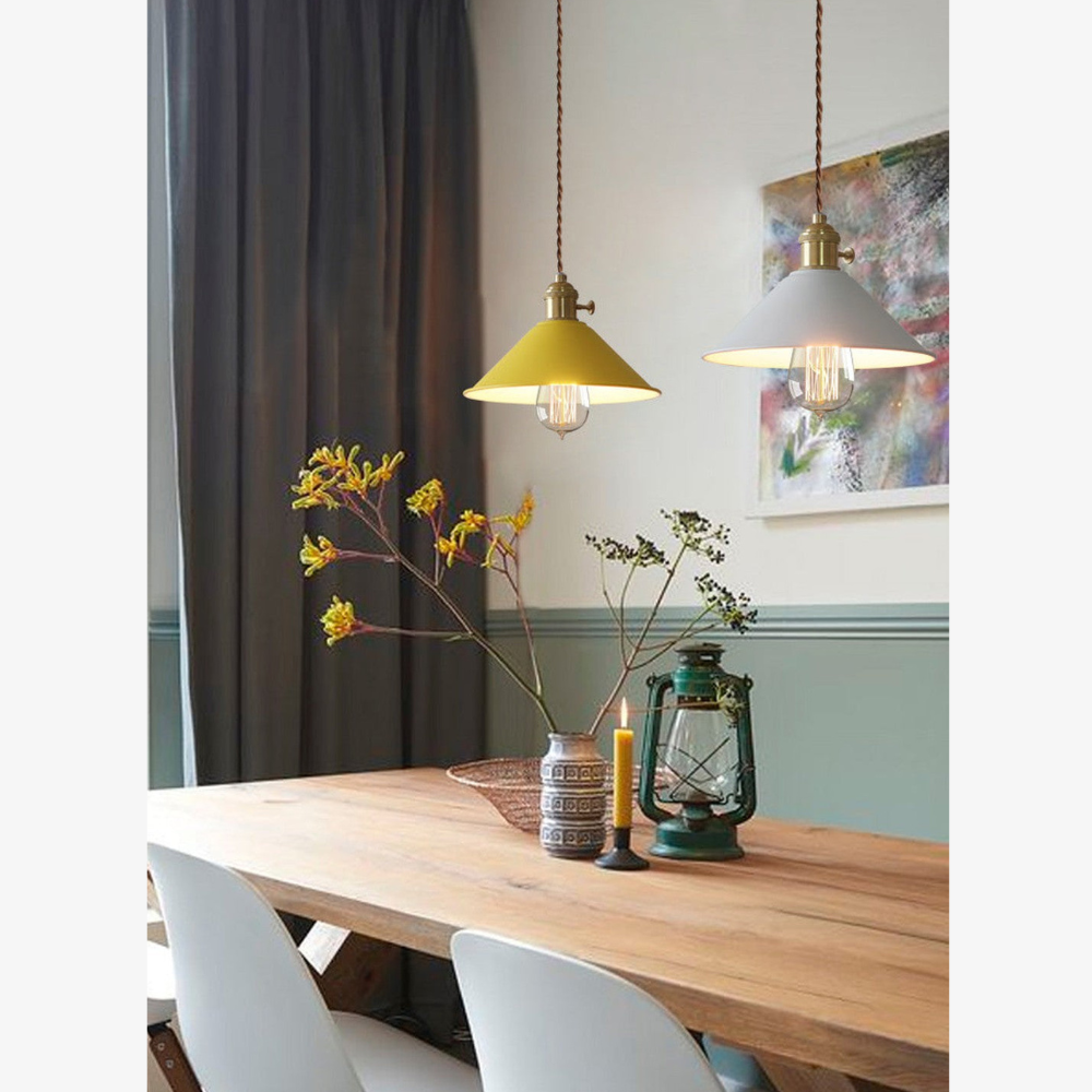 Matte Cone Pendant Light with Brass Fitting - view 16